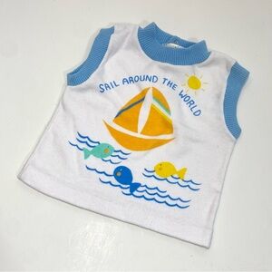 Sail Around the World Kids Tank Top - White and Blue
